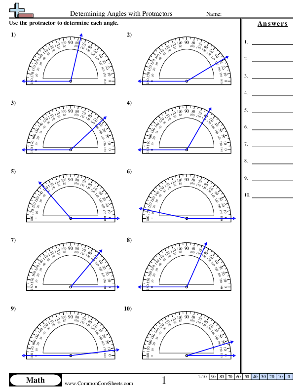 4.md.6 Worksheets - Determining Angles With Protractors worksheet